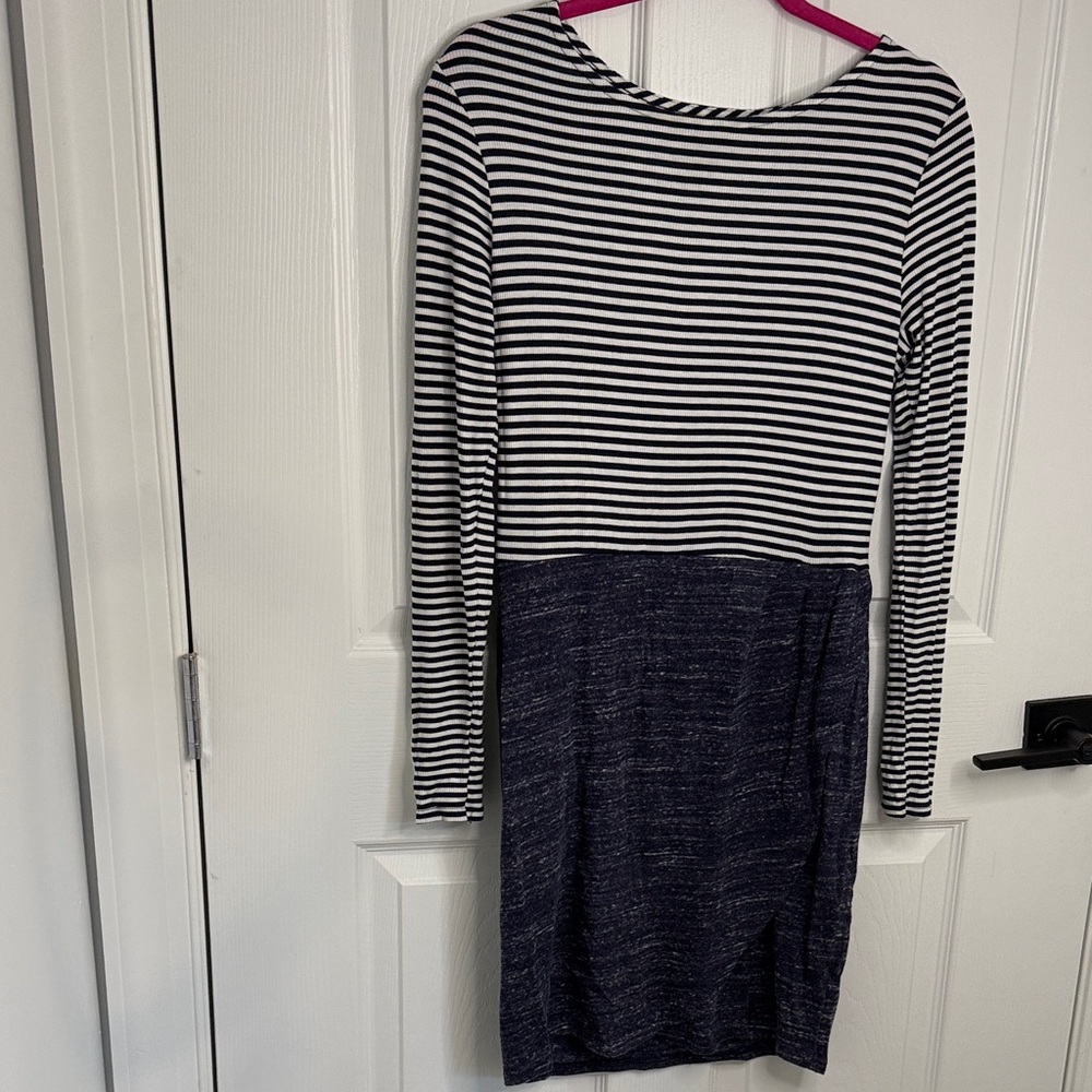 Dolan Black and White Striped Long Sleeve Dress